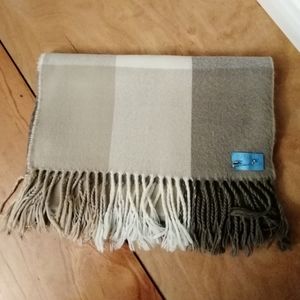 Vintage Classic Cashmere Neutral Tones Plaid Scarf